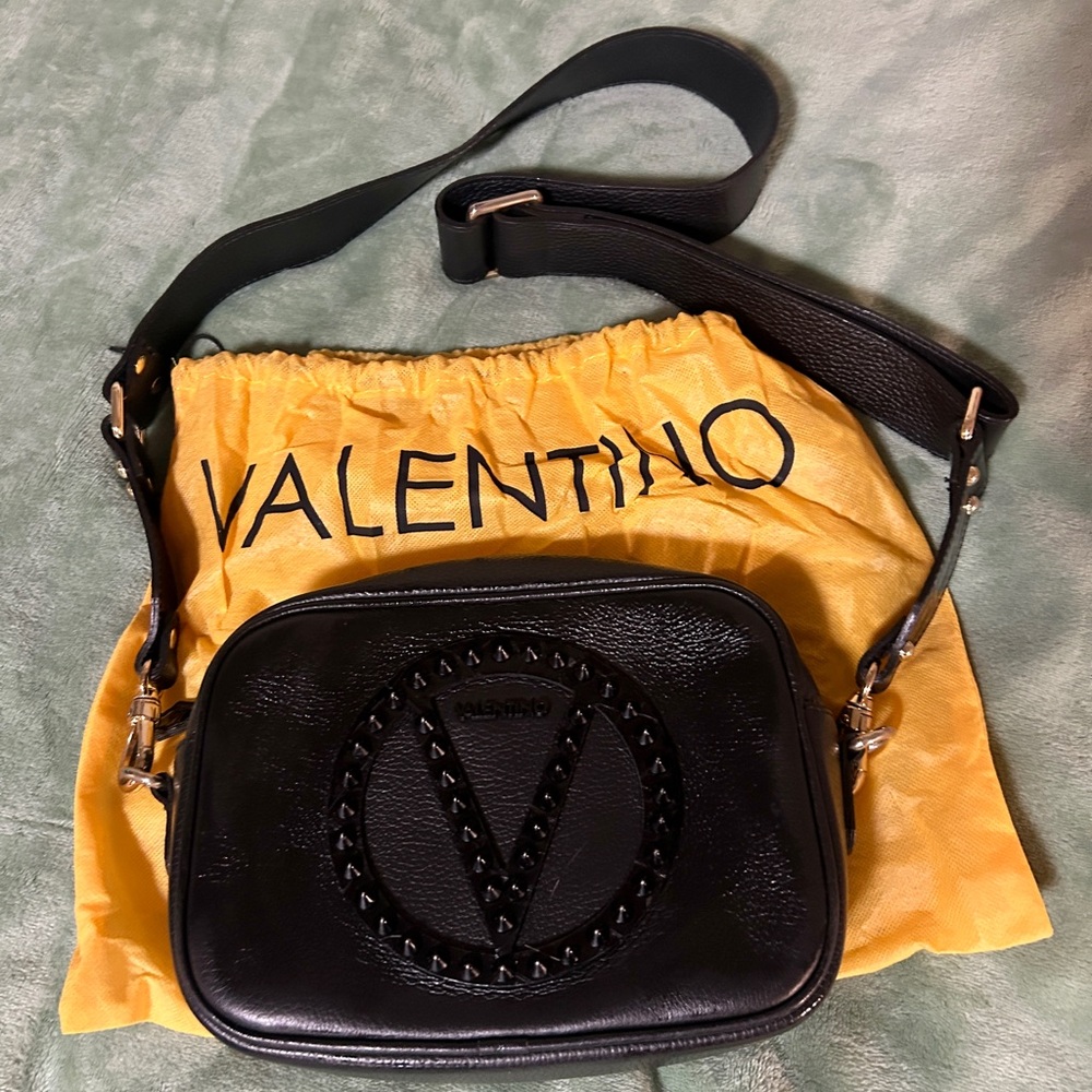 Valentino Black Crossbody Bag with Logo Detail